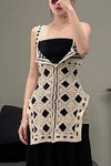 SWAYING/KNIT Embroidered Crochet Vest with Bandeau White/Black SW22SST57
